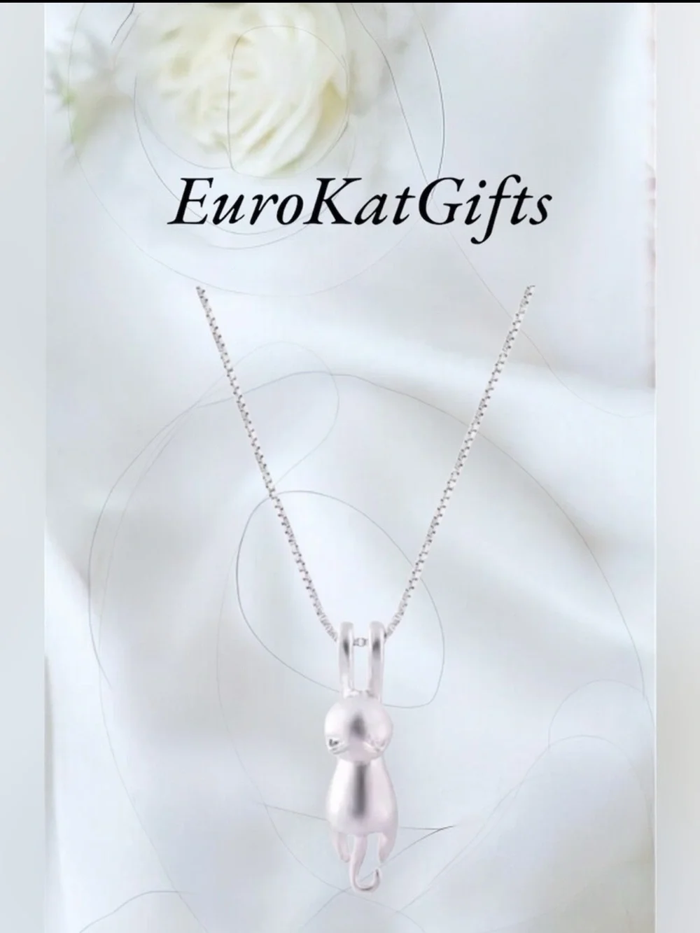 Silver Cat Pendant Necklace Pet Cat Jewelry.925 NEW NWT